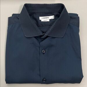J Lindeberg Textured Two Tone Navy Dress Shirt Size Large